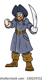 Angry Pirates Captain - Vector Cartoon Illustration