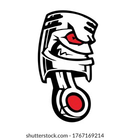 angry piston with reddened eyes