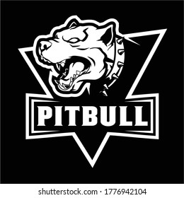 Angry Pitbull Dog Cartoon Character vector logo template