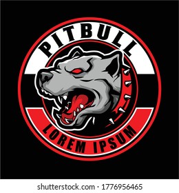 Angry Pitbull Dog Cartoon-Zeichen, Vektorsymbol