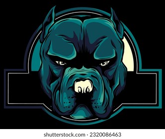 Angry Pitbull Dog Cartoon on black background