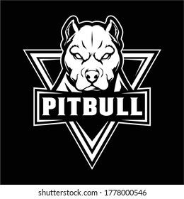 Angry Pitbull Dog head Cartoon Character vector logo