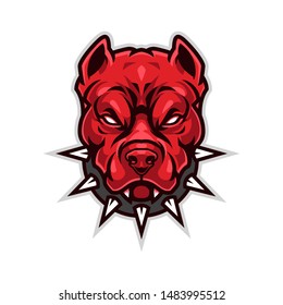Angry Pitbull Mascot, Vector Logo Illustration