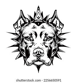 Angry Pitbull Silhouette Line art Drawing