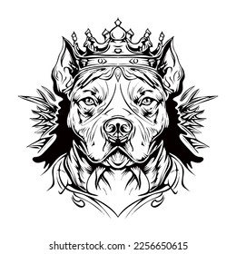 Angry Pitbull Silhouette Line art Drawing