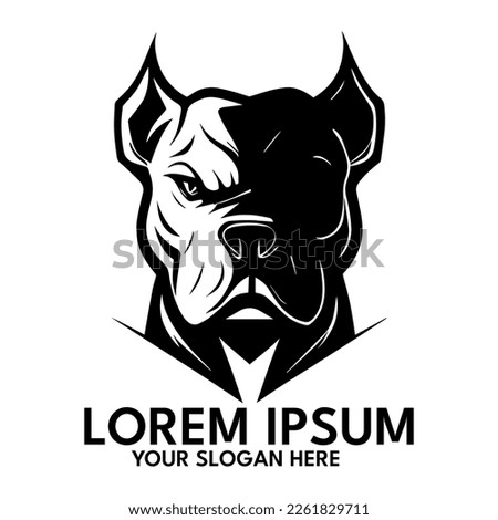 Angry Pitbull silhouette, Vector logo illustration