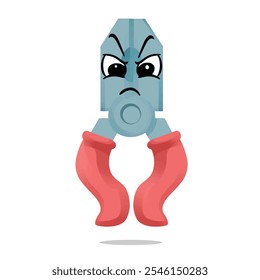 angry plier mascot character illustration. cute and playful concept. furniture, tools, woodworking, restoration, repair and carpentry themes