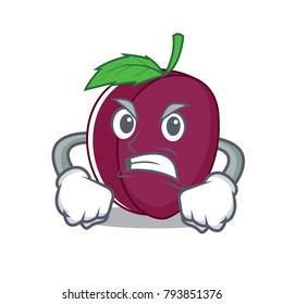 Angry plum mascot cartoon style