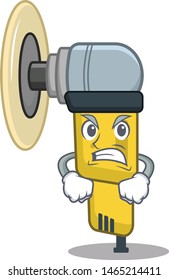 Angry pneumatic sander isolated with the cartoon