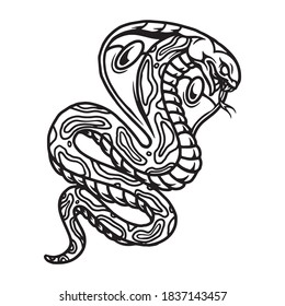 Angry poisonous snake vintage concept in monochrome style isolated vector illustration