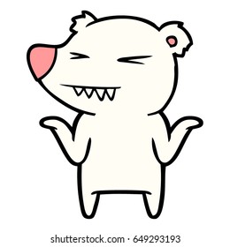 angry polar bear cartoon shrugging shoulders