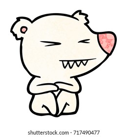 Angry Polar Bear Cartoon Sitting