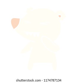 caricatura de color plano del oso polar enojado