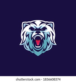 Angry polar bear head logo design
