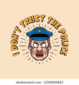 angry police cartoon face illustration