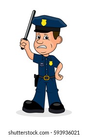 Angry police officer vector illustration.