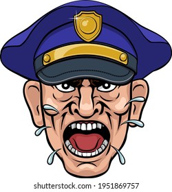An angry policeman police officer shouting cartoon