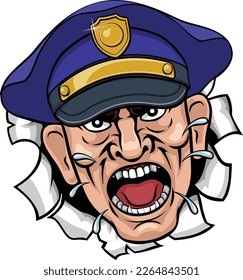 An angry policeman police officer shouting cartoon