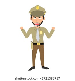 Wütender Polizist, der ruft oder Vektorgrafik schreit