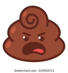 Angry poop emotion vector cartoon illustration isolated on a white background.