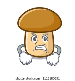 Angry porcini mushroom mascot cartoon