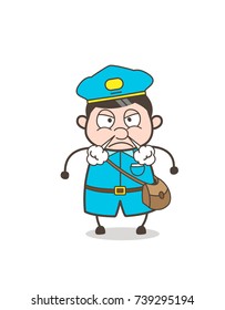 Angry Postboy Face with Steam from Nose Expression