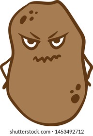 Angry potato with hands, illustration, vector on white background.