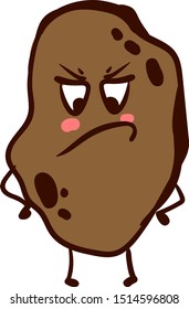 Angry potato, illustration, vector on white background.