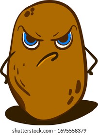 Angry potato, illustration, vector on white background