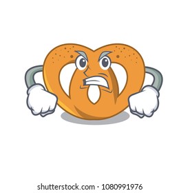 Angry pretzel mascot cartoon style
