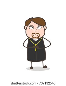 Angry Priest Mood Vector Illustration