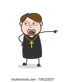 Angry Priest Shouting Face Vector