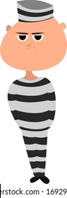 Preso enojado, ilustración, vector con fondo blanco
