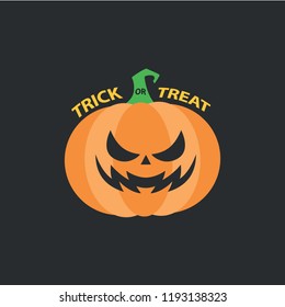Angry pumpkin icon. Trick or treat. Halloween element. Happy Halloween. Vector illustration in cartoon style. Flat design.