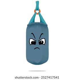 angry punching bag mascot character. cute, funny, and playful concept. combat sport, boxing, championship, hobbies, interst, lifestyle and education themes