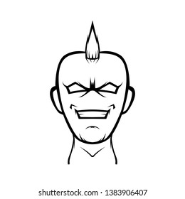 Angry punk man line art vector