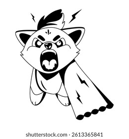 Angry pup illustration in glyph style 
