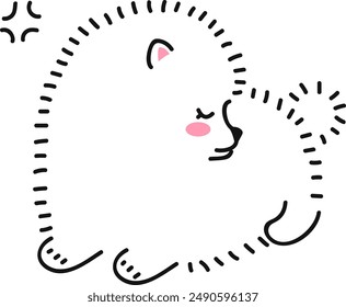 Dibujo de cachorro enojado. Dibujo de Pomeranian Spitz, emoción de resentimiento