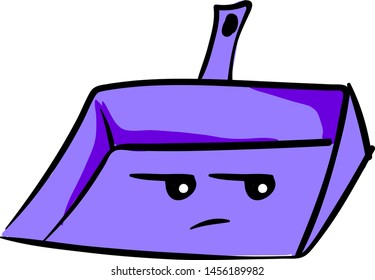 Angry purple dustpan, illustration, vector on white background