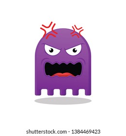 Angry Purple Ghost Flat Emoticon