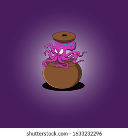 Angry Purple Octopus Vector Design
