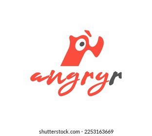 Angry r graphic design. Humor r letter character logo design