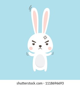 Angry Rabbit Bunny Vector illustration cartoon character.