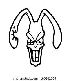 Angry rabbit with ears, vector illustration 