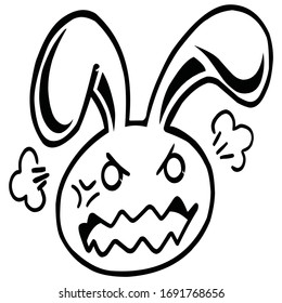 Angry rabbit emoticon in vector form