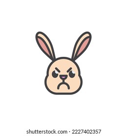 Angry rabbit face emoticon filled outline icon, line vector sign, linear colorful pictogram isolated on white. Symbol, logo illustration. Vector graphics
