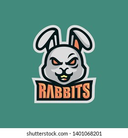 angry rabbit head esport logo mascot vector illustration