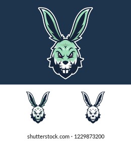 Angry Rabbit Head Mascot Logo