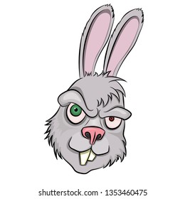 Angry Rabbit Head Mascot Logo. vector cartoon illustration. isolated on white background