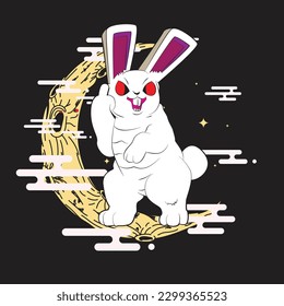 Angry Rabbit illustration for new year logo, notebook, and background